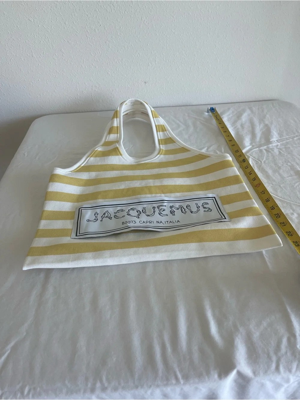 Jacquemus Shoulder bag Hobo ‘Le Sac Marcel ’ - White Yellow Stripe Viscose NWT